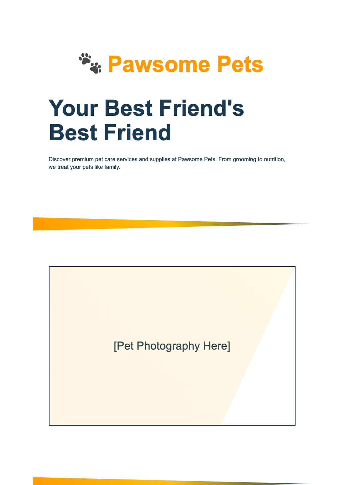 Colorful pet shop flyer with dog image and service sections_variant_3